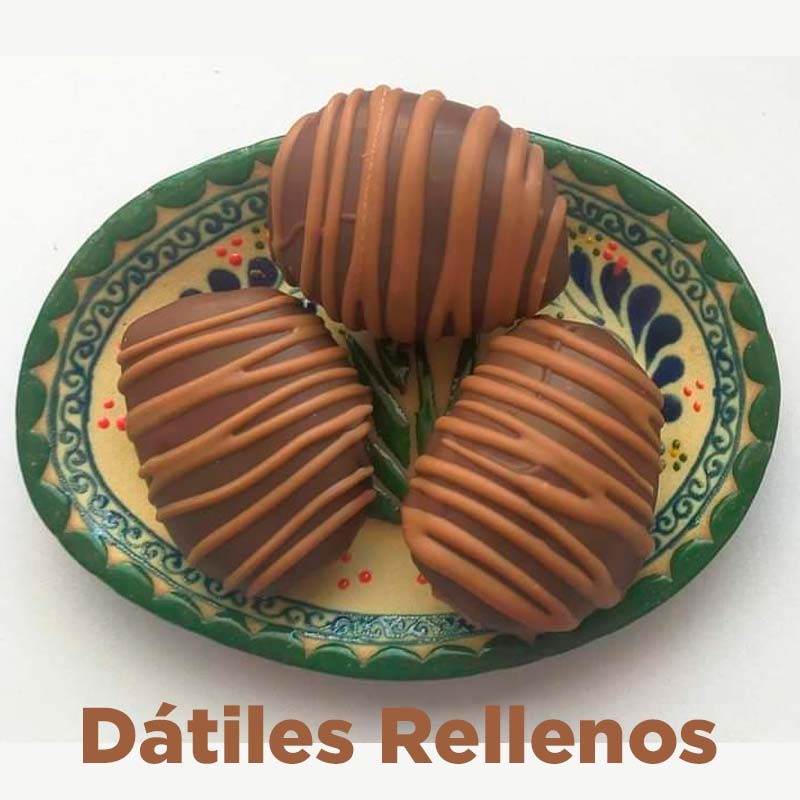 dátiles rellenos de nuez bañados en chocolate semiamargo